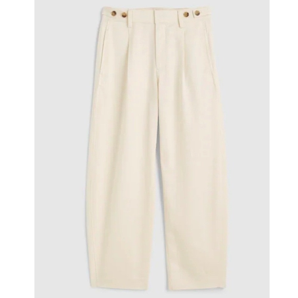 Madewell Vintage Ivory Drapey Twill Barrel Leg Trouser Pant Linen Women 8‎ Tall